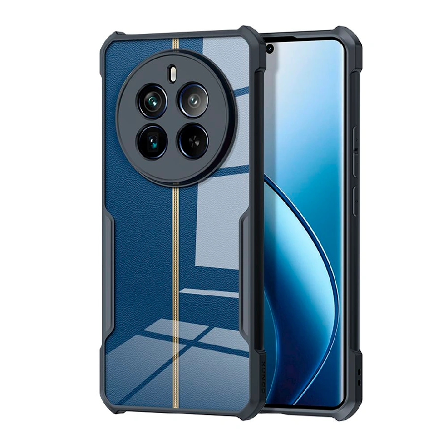 Противоударная накладка Xundd для Realme 12+ 5G прозрачная с черными бортами