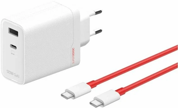 Сетевое зарядное устройство OnePlus 120W с двумя портами SuperVooc + кабель (Type-C + Type-A) белое