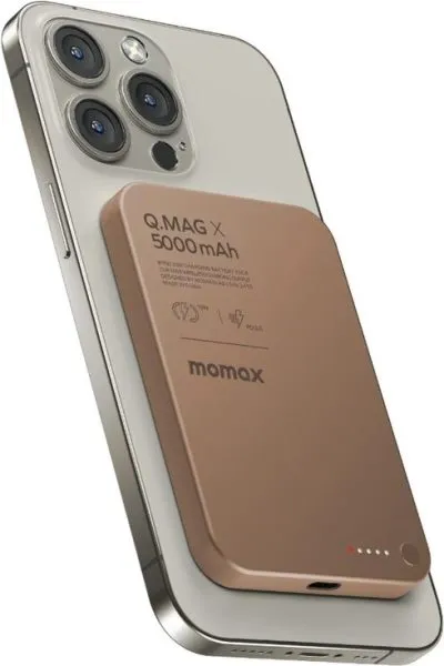 Внешний аккумулятор Momax Q. Mag X с MagSafe 5000 mAh бронза