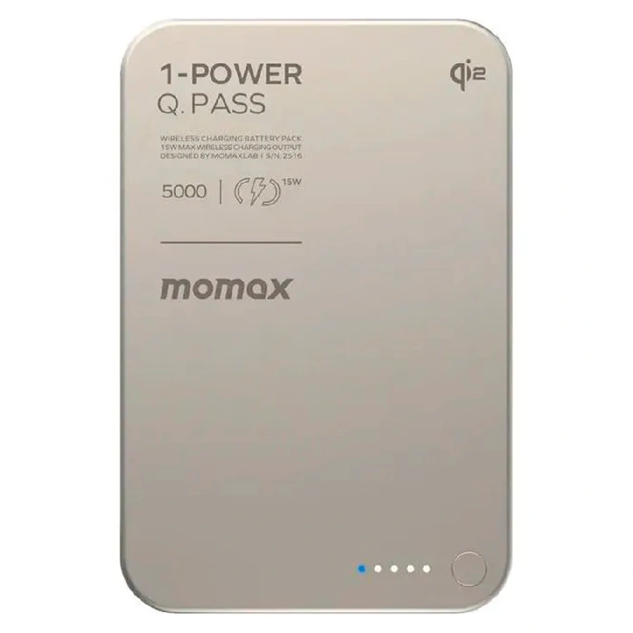 Внешний аккумулятор Momax Q.Pass Qi2 с MagSafe 5000 mAh титан CCC