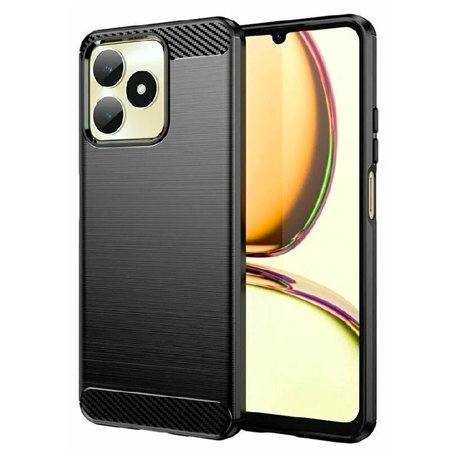Силиконовая накладка для Realme C53/ Note 50 черный под карбон