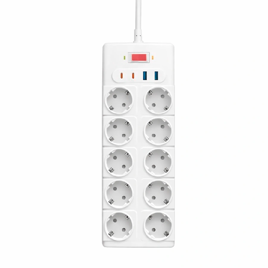 Сетевой фильтр Wiwu Wi-S008 (10 розеток + 2 USB 18W + 2 Type-C 20W) White (белый) (Китай)