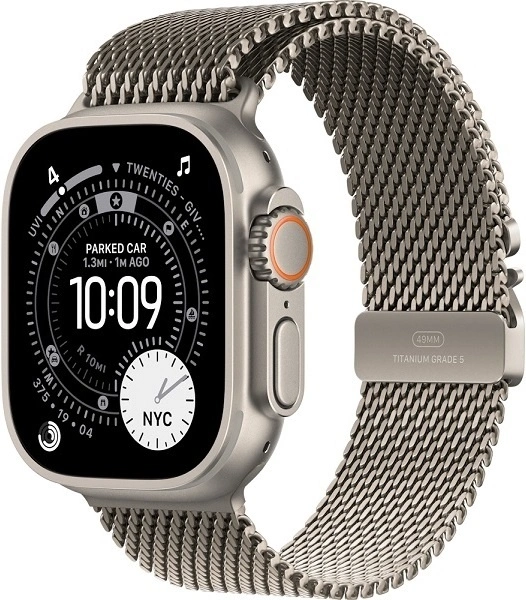 Apple Watch Ultra 3 (2025) GPS + Cellular, 49 мм, корпус из титана, ремешок Titanium Milanese Loop (L) цвета natural titanium (натуральный титан) MF0E4