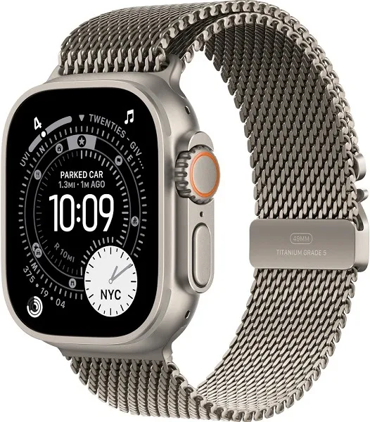 Apple Watch Ultra 3 (2025) GPS + Cellular, 49 мм, корпус из титана, ремешок Titanium Milanese Loop (M) цвета natural titanium (натуральный титан) MEWY4
