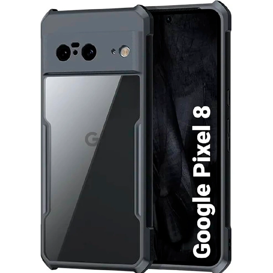 Противоударная накладка Xundd для Google Pixel 8 прозрачная с черными бортами
