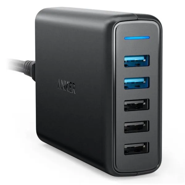 Сетевое зарядное устройство Anker PowerPort Speed 5 USB 63W A2054 черное