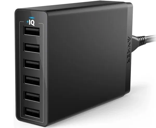 Сетевое зарядное устройство Anker PowerPort 6 USB 60W A2123 черное