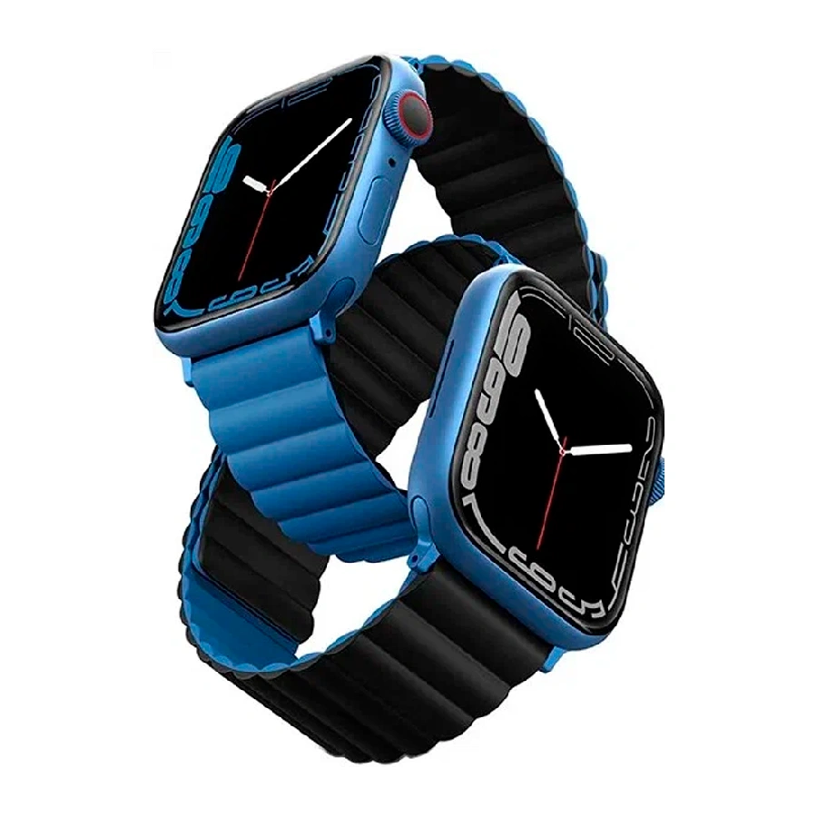 Ремешок UNIQ Revix reversible Magnetic совместимый с Apple Watch (38/40/41 mm) синий/черный (силикон)