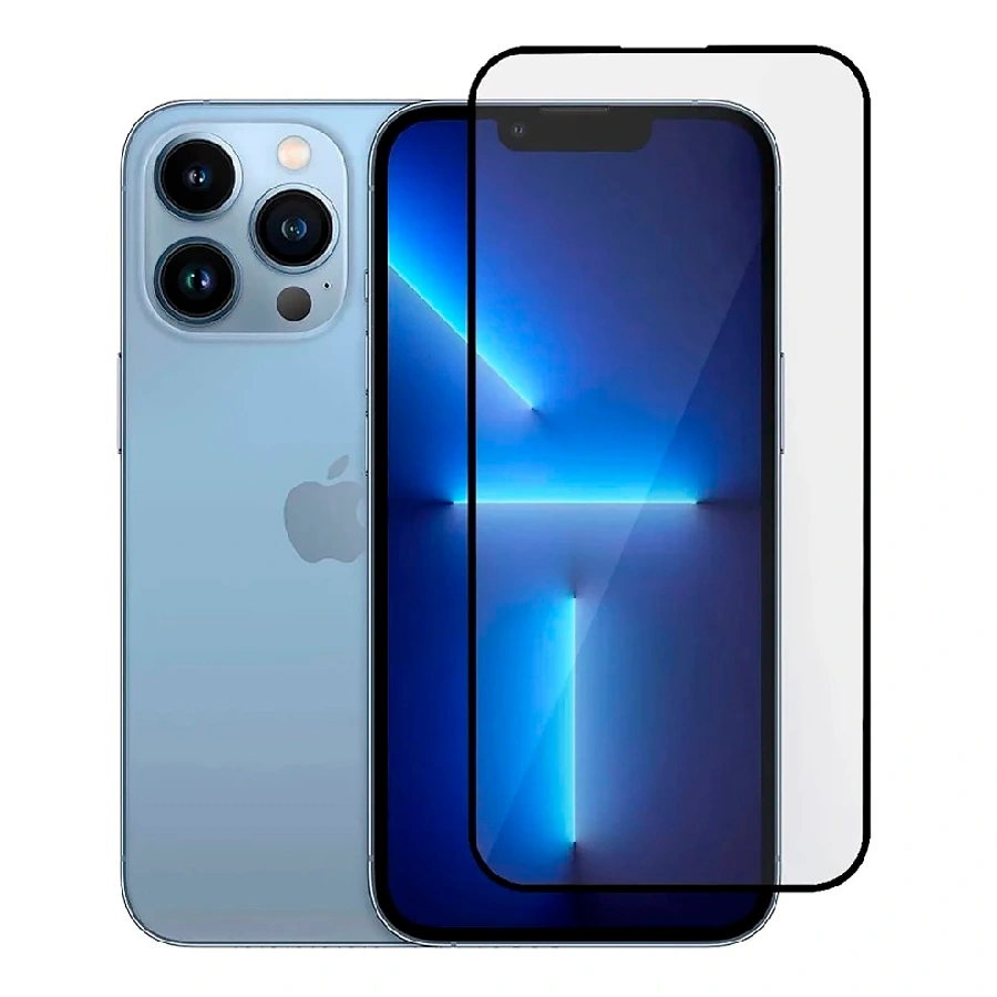 Защитное стекло совместимое с iPhone 13 Pro Max/14 Plus полноэкранное черное техпак