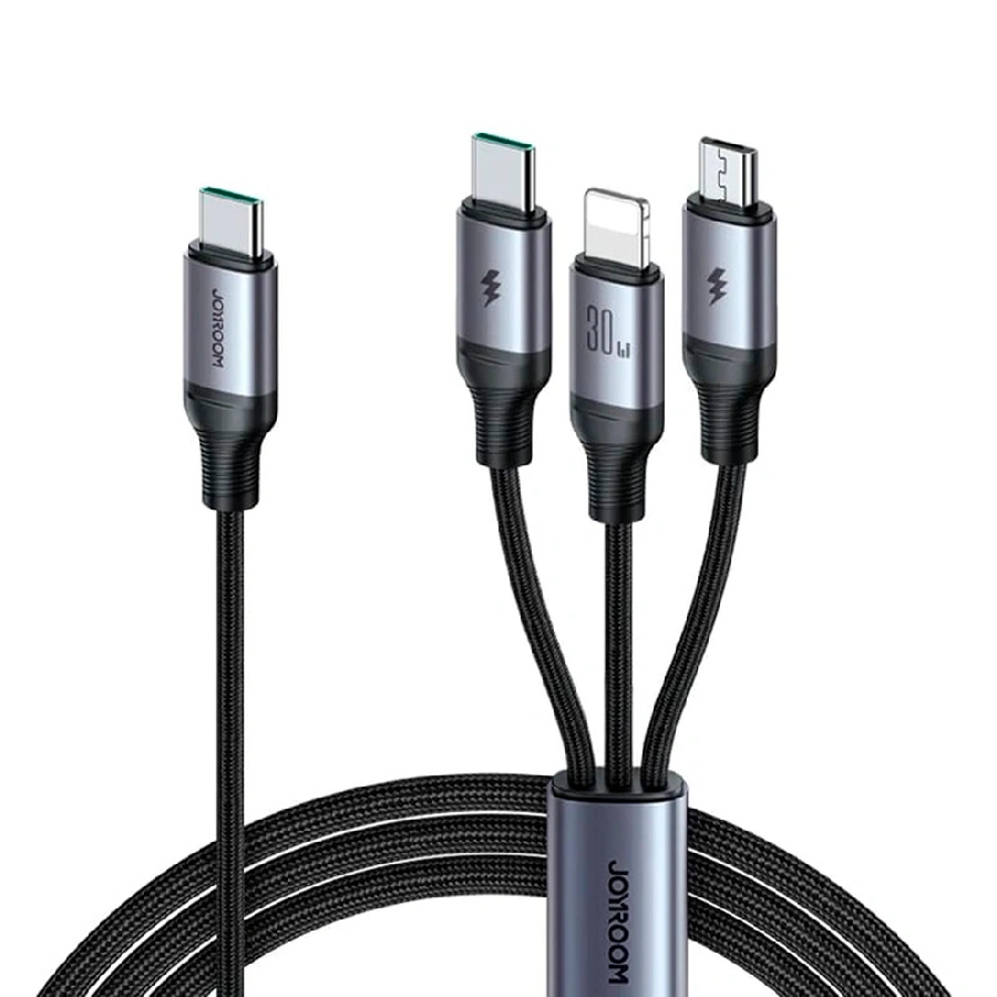 Кабель JoyRoom 2Type-C/Lighting/Micro S-A21 30W 1.2м черный