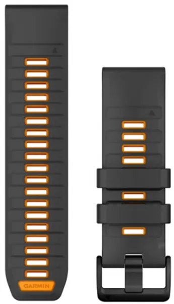Силиконовый ремешок для Garmin Fenix 8 51mm Quickfit 26 mm (Graphite/Spark Orange) (010-13393-05)