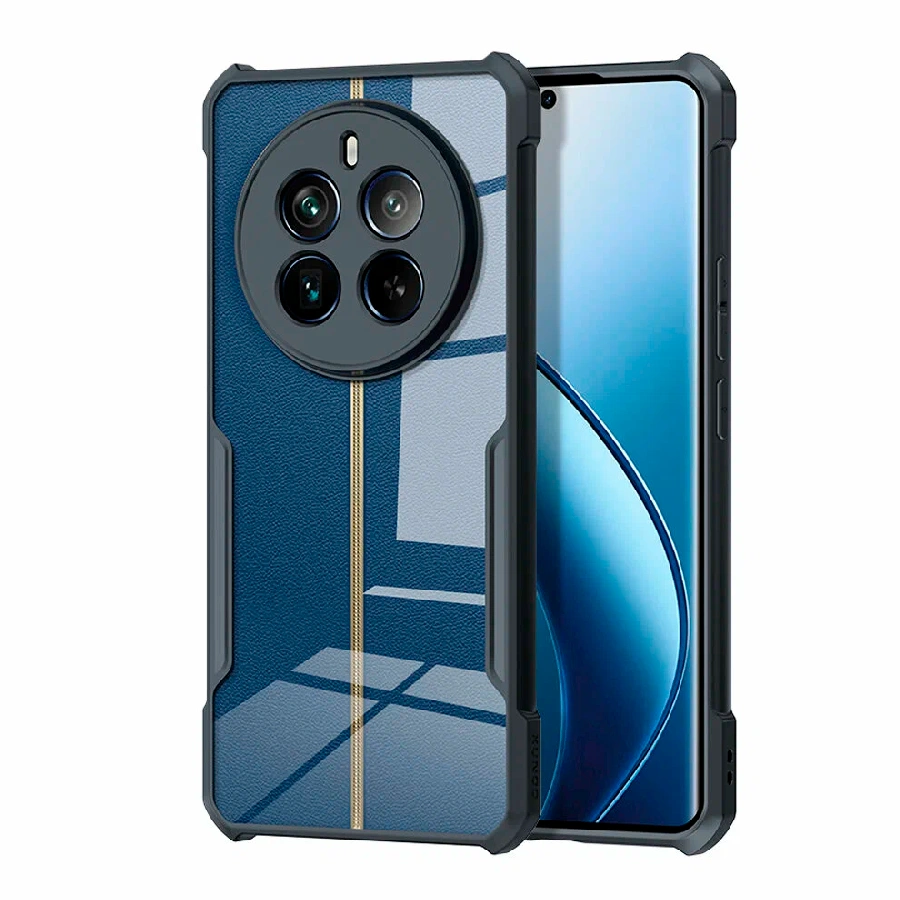 Противоударная накладка Xundd для Realme 12 Pro прозрачная с черными бортами