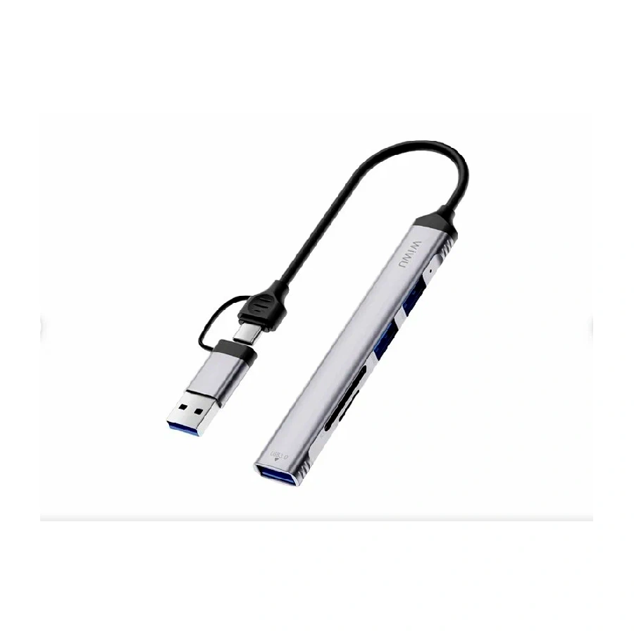 Хаб Type-C Wiwu Zolo Wi-HB003 5 in 1 Type-C / USB / USB 3.0 / SD/TF Grey (серый)