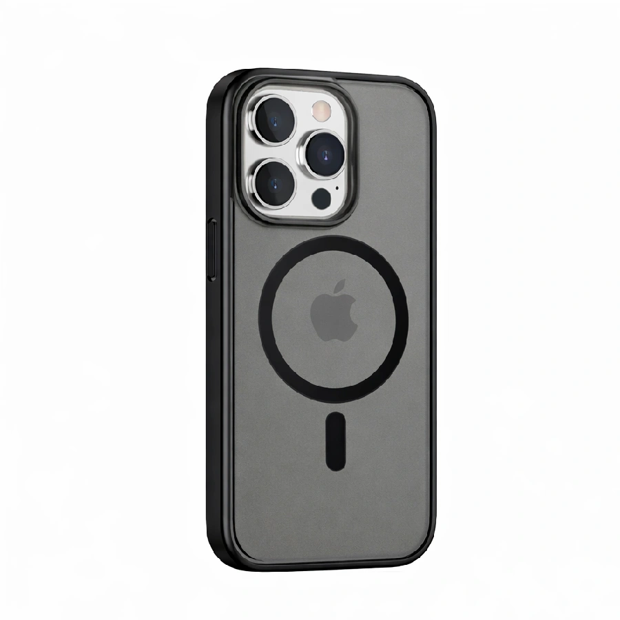 Противоударная накладка Hoco Transparent с MagSafe совместимая с iPhone 15 Pro затемненная черный кант