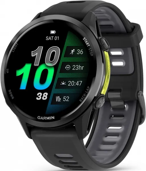 Умные часы Умные часы Garmin Forerunner 970 (010-02969-60) черные, темно-серый титановый безель, с черно-серым ремешком