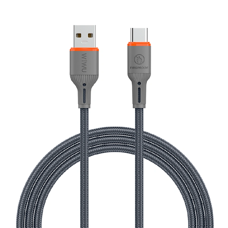 Кабель Wiwu FlameGuard USB/Type-C 2.1A 1.2м серый