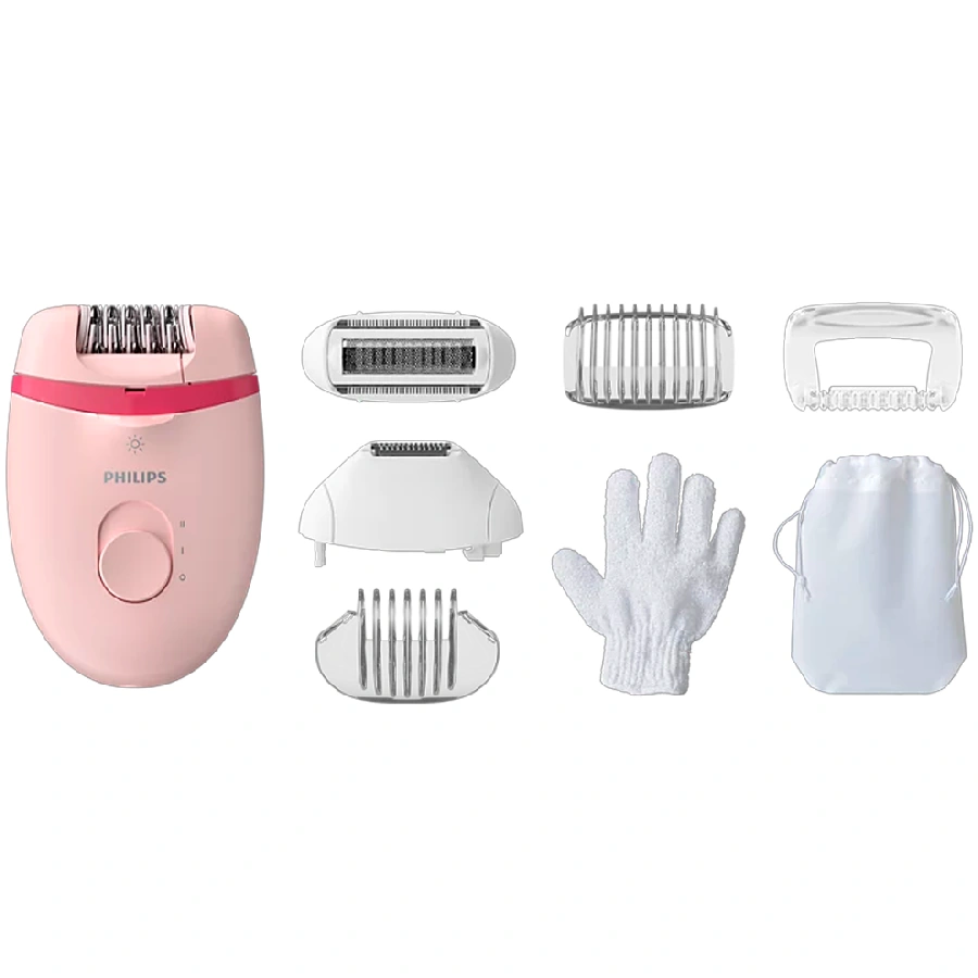 Эпилятор Philips (BRE285) Satinelle Essential (7акссесуаров) розовый