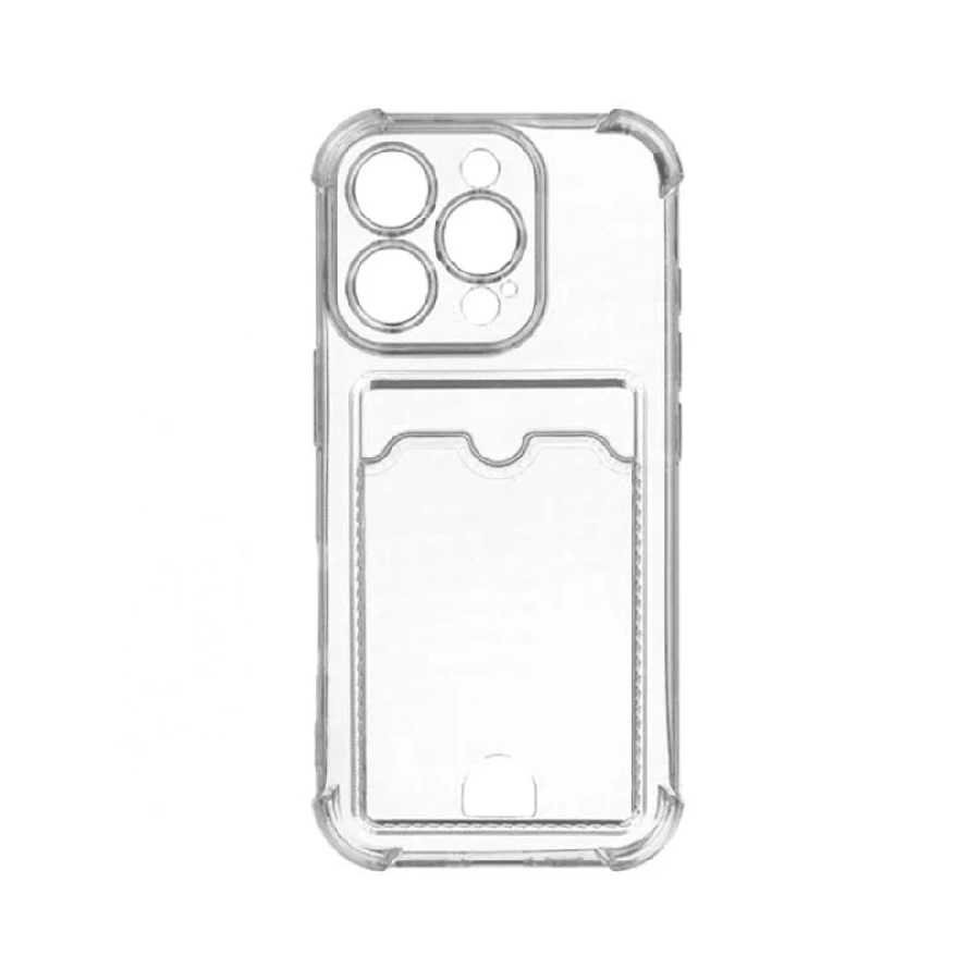 Силиконовая накладка Partner с картхолдером совместимая с iPhone 16 Pro Max прозрачная