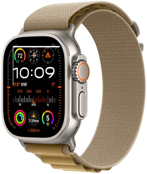 Apple Watch Ultra 2 (2024) GPS + Cellular, 49 мм, корпус из титана, ремешок Alpine (L) цвета tan (загар) MX4H3