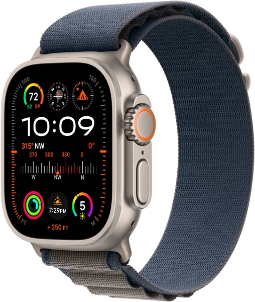 Apple Watch Ultra 2 GPS + Cellular, 49 мм, Titanium, Alpine (M) blue (синий) новые, не актив, запак (MM579)